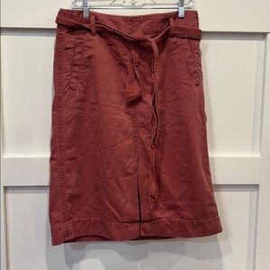 J. Crew dusty red Midi Skirt with Belt sz 10